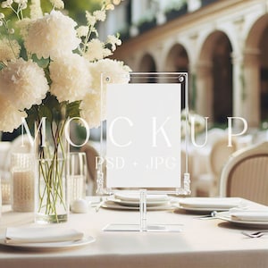 Grußkarten-Mockup, Hochzeitstisch Mockup, 5x7 Tischschild Mockup, Hochzeit Tischschild Mockup, Tischnummer Mockup, Barmenü Mockup PDF