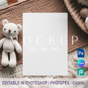 Invitation Mockup, 5x7 Card Mockups Canva PSD, Nursery Invite Template, Baby Shower Card Display