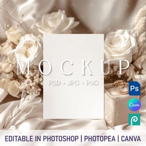 Hochzeit Einladungskarte Mockup, Boho Grußkarte Mockup, Hochzeit 5x7 Karte Mockup, Postkarte Mockup, Hochzeit Einladungskarte PSD PNG Canva