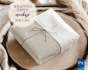 Tissue Paper Mockup, Wrapping Papers Mock up, Boho Gift Wrap Template PSD