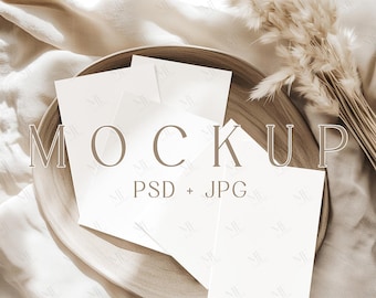 5x7 Card Mockup Set, Invitation Suite Mock up, Wedding Invite Cards PSD Template