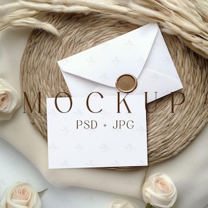 Boho Kartenmodell 5x7, Horizontales Einladungskartenmodell, Hochzeitskarte Umschlagkartenmodell, Einladung Postkarte Mockup PSD