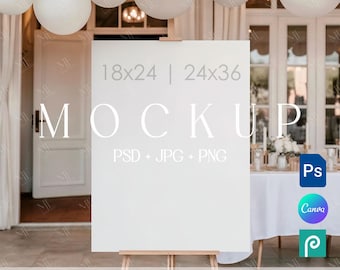 Welcome Sign Mockup, Poster or Seating Chart Mock up, Double Size Easel Sign Mock-ups