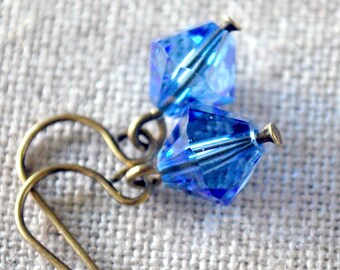 Sapphire Blue Diamond Swarovski Dangles