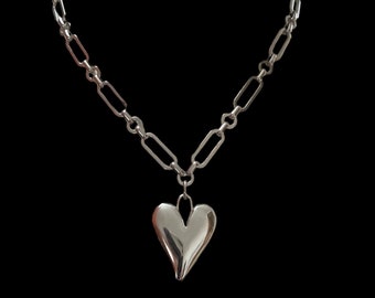 Stainless Steel Heart Pendant Necklace, Valentines Day Gift