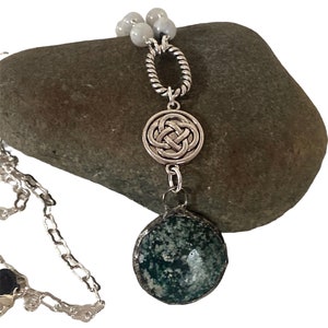 Fern Green Jasper Long Soldered Pendant Necklace