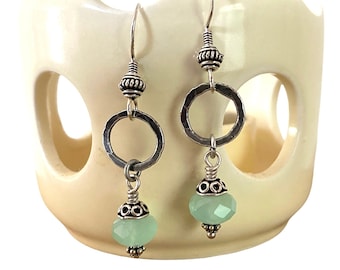 Sterling Silver Mint Colored Dangling Earrings