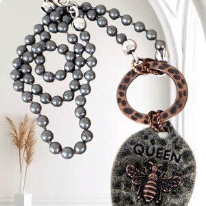 Mixed Metal Queen Bee Pendant Necklace