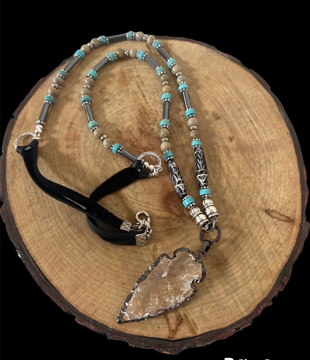 Mens Soldered Quartz Arrow Pendant Necklace Etsy