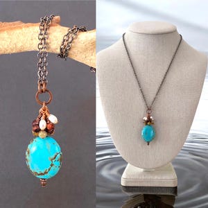 Blue Turquoise Minimalist Necklace, Dainty Everyday Jewelry
