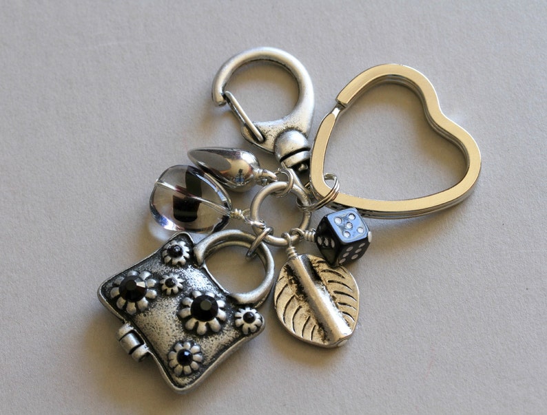 Vintage Inspired Purse Dice and Beaded Charm Antiqued Silver Etsy