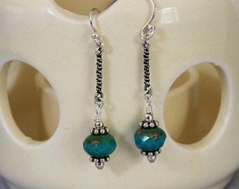 Dainty Sterling Turquoise Dangling Earrings, Sterling Earrings, Turquoise Earrings, Gemstone Earrings, Sporty Earrings