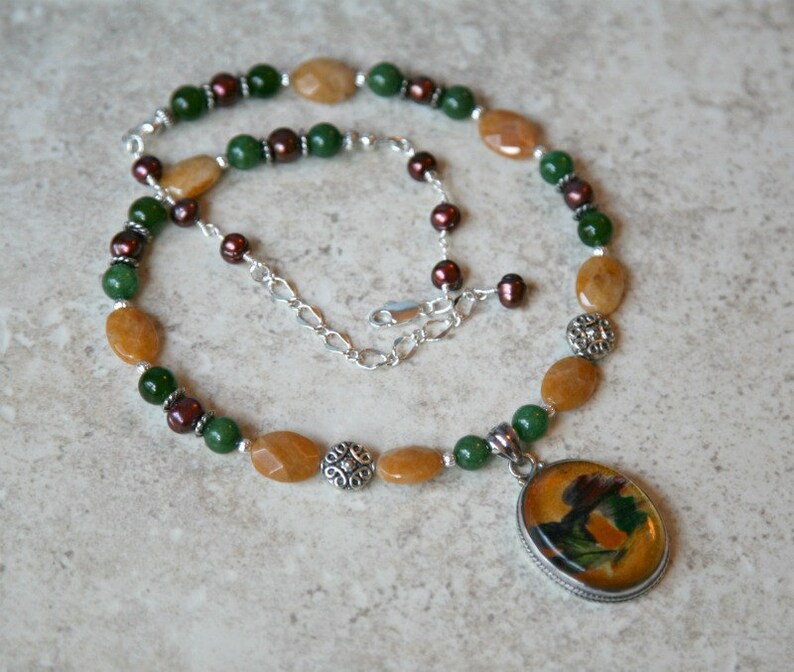 Sterling Silver Dichroic Glass Pendant Canadian Jade Pearl Etsy