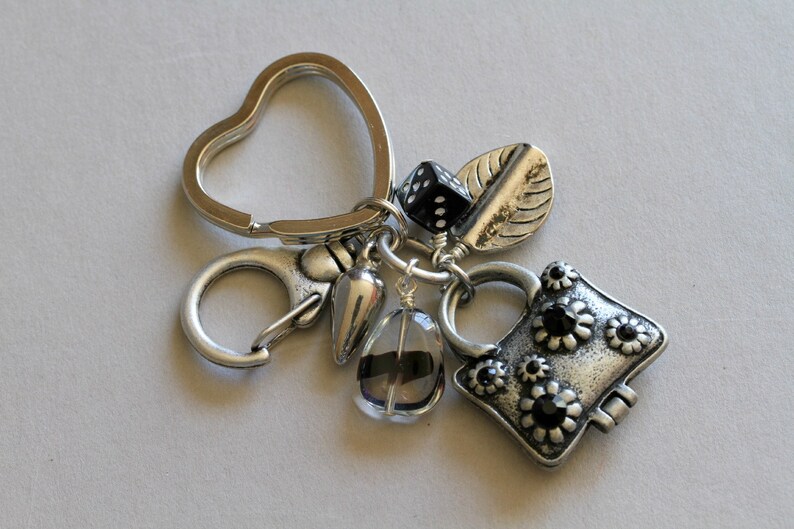 Vintage Inspired Purse Dice and Beaded Charm Antiqued Silver Etsy