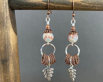 Boucles d’oreilles pendantes en métal mélangé océan et sable, bijoux d’été