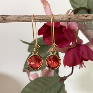 Boucles doreilles Swarovski Long Dangling. Deux finitions, plusieurs couleurs Gold/Parpadasha