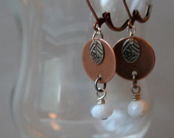 Copper and Blue Lace Agate Earrings