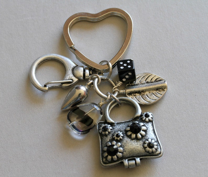 Vintage Inspired Purse Dice and Beaded Charm Antiqued Silver Etsy