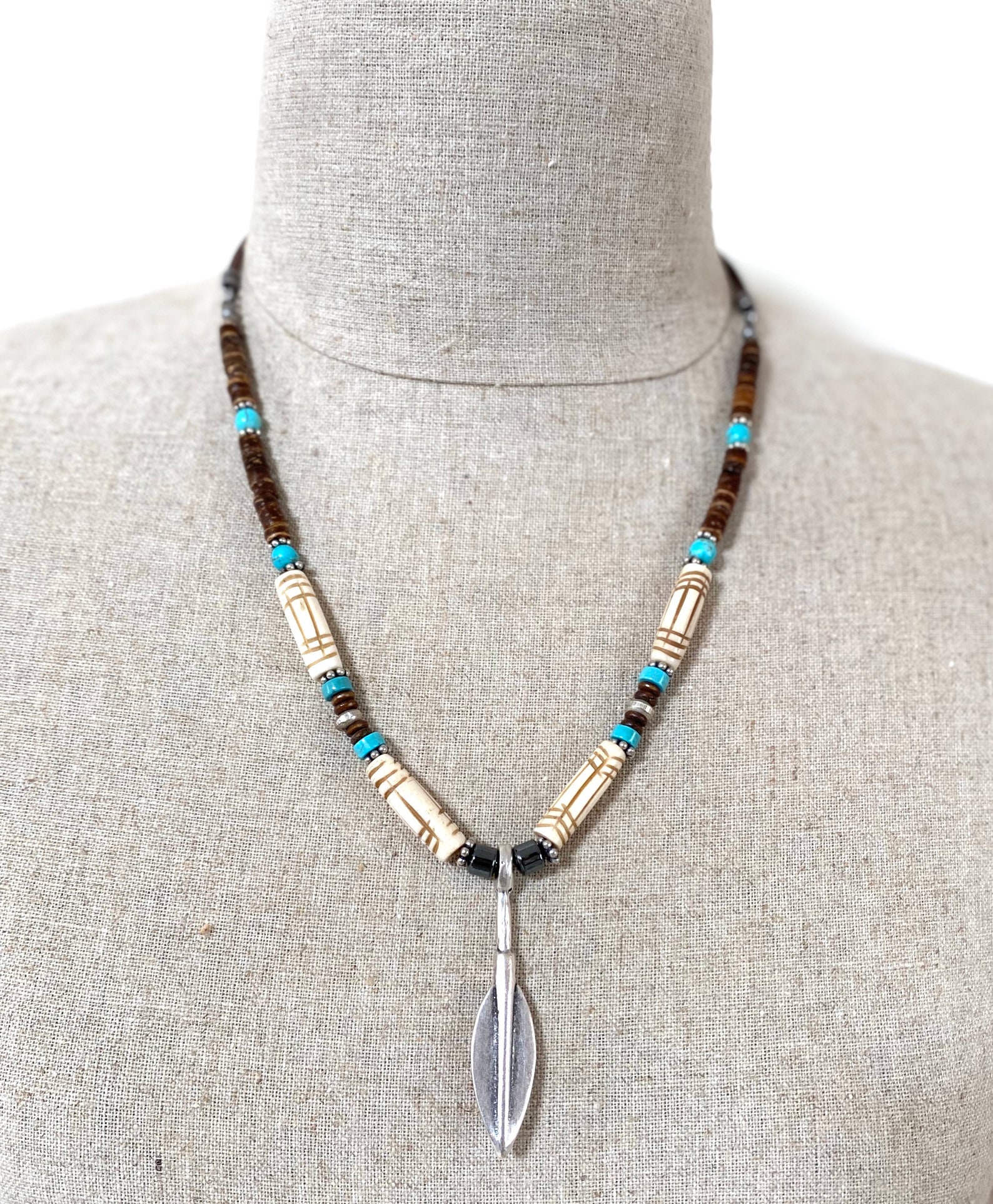Men's Fashion Jewelry Vintage Brown Leather Arrow Pendant Necklace