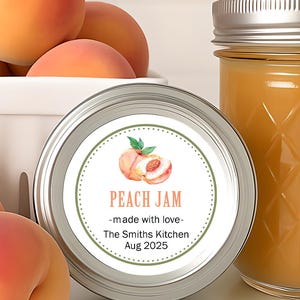 Peach Jam Labels, Homemade Jam Labels, Custom Canning Labels, Mason Jar Labels, Canning Jar Labels, Foodie Kitchen Labels, Jam Jar Labels