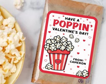 Popcorn Valentine Stickers, Class Valentines, Preschool Valentines, Coworker Valentine, Have a Poppin' Valentines Day, School Valentines