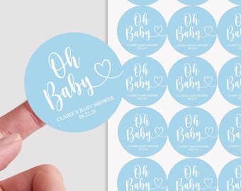 Personalized Oh Baby Shower Favor Stickers, Custom Thank You Labels