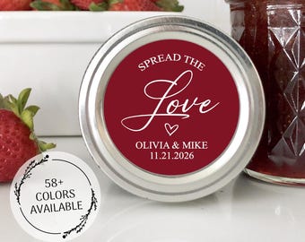 Personalized Wedding Jam Labels, Spread the Love Favor Stickers, Custom Homemade Jam Jar Labels, Mason Jar Wedding Favors