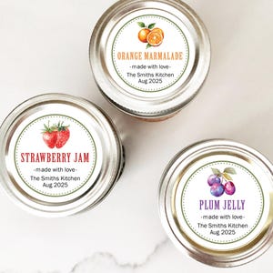 Jam Jar Labels, Homemade Jam Labels, Custom Canning Labels, Mason Jar Labels, Canning Jar Labels, Kitchen Labels, Jam Wedding Favors Labels