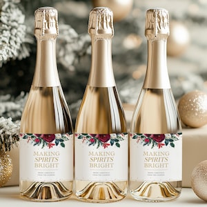Personalized Christmas Wine Label, Wine Christmas Gift Label, Making Spirits Bright, Wine Bottle Labels, Wine Lover Gift, Holiday Wine Label