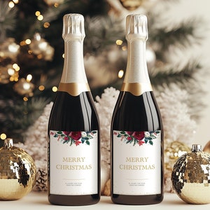 Gepersonaliseerde kerstwijnetiket, wijnkerstcadeauetiket, Merry Christmas-wijnflesetiketten, wijnliefhebbercadeau, aangepast vakantiewijnetiket