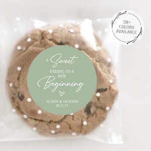 Cookie Wedding Favors Stickers, A Sweet Ending To A New Beginning, Thank You Stickers Wedding, Wedding Candy, Wedding Cookie Bags Labels
