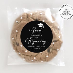 Graduation Party Favors Labels, A Sweet Ending To A New Beginning, Graduation Stickers, Grad 2025, Graduation Cookie Favors, Candy Labels