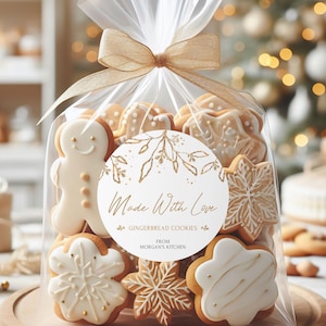 Stickers Noël fait avec amour, Étiquettes cadeaux de Noël faites main, Étiquettes de Noël pâtisserie, De la cuisine de, Étiquettes de Noël pour sacs à biscuits