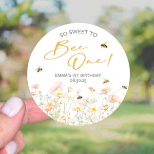 Autocollants cadeau 1er anniversaire d'abeilles, Heureux de l'être, Étiquettes de remerciement sur le thème des abeilles, Étiquettes de cadeaux de premier anniversaire des abeilles, Premier jour des abeilles
