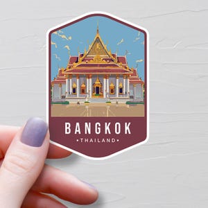 Sticker Bangkok, Stickers voyage en vinyle, Stickers Thaïlande, Asie et Moyen-Orient, Pays du monde, Sticker bouteille d'eau, Sticker pour ordinateur portable, S829