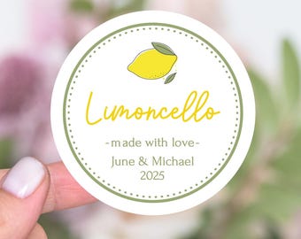 Limoncello-labels, limoncello-stickers trouwbedankjes, zelfgemaakte limoncello-feestgunsten, citroenthemacadeaus, aangepaste limoncello-cadeaulabels