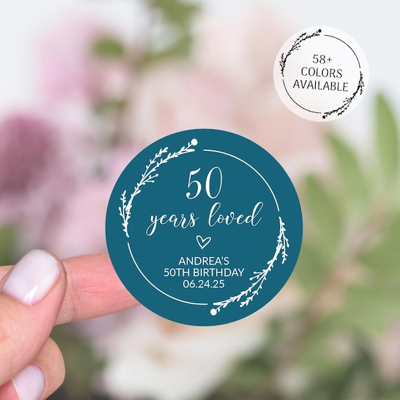 Navy Blue And Gold Foil 50th Birthday Favor Stickers – 40 Count, 1.75" Round Thank You Labels For Candy, Envelopes, And Party Favors