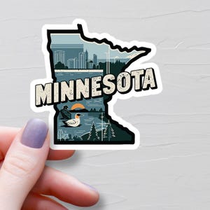 Minnesota Sticker, Vinyl Stickers, Minnesota Travel Stickers, Minnesota Map Sticker, Minnesota State Decal, Water Bottle Stickers - S451