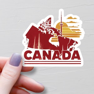 Sticker pays du Canada, stickers en vinyle, stickers voyage, sticker carte du Canada, sticker Canada, stickers bouteille d'eau, stickers canadiens, S376