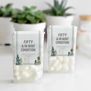 Fifty & In Mint Condition Stickers, Woodland Forest 50th Birthday Party Favor Mint Labels, Mint Favors, Personalized Mint Birthday Favors