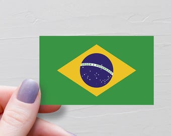 Brazilian Flag Sticker, Vinyl Travel Stickers, Flag Of Brazil Sticker, Water Bottle Sticker, Laptop Decals, Luggage Sticker - F38