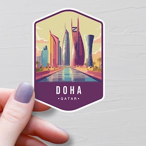 Doha Qatar Sticker, Vinyl Travel Stickers, Doha Stickers, Asia & Middle East Stickers, Water Bottle Sticker, Laptop Decals - S821