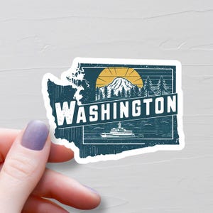 Sticker Washington, autocollants en vinyle, autocollants de voyage, autocollant carte de Washington, sticker État de Washington, autocollants bouteille d'eau - S475