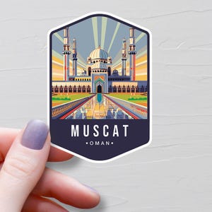 Sticker Oman Muscat, Stickers voyage en vinyle, Stickers Muscat, Stickers Asie et Moyen-Orient, Sticker bouteille d'eau, Stickers ordinateur portable - S818