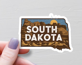 South Dakota Sticker, Vinyl Stickers, Travel Stickers, South Dakota Map Sticker, South Dakota State Decal, Water Bottle Stickers - S469