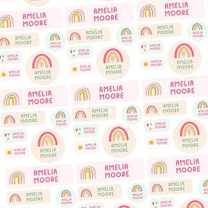 Waterproof Name Stickers Vinyl, Rainbow Custom Name Labels, School Labels, Daycare Labels, Camp Labels, Name Stickers Dishwasher Safe