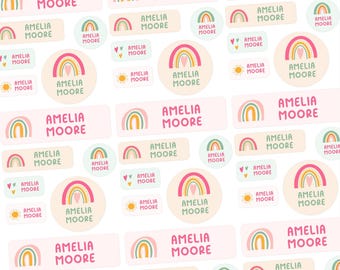 Waterproof Name Stickers Vinyl, Rainbow Custom Name Labels, School Labels, Daycare Labels, Camp Labels, Name Stickers Dishwasher Safe