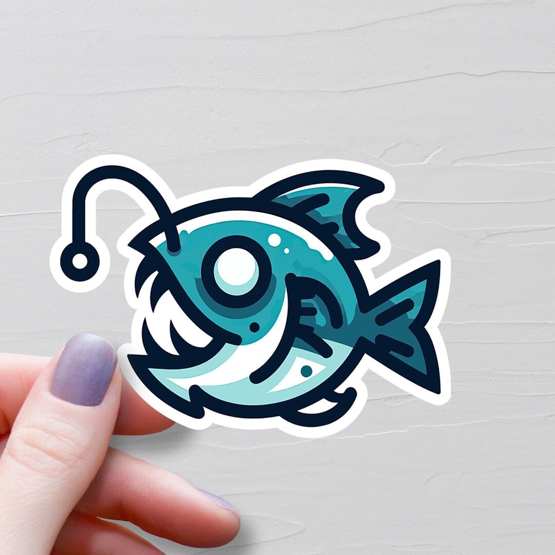 Angler Fish Sticker, Vinyl Stickers, Anglerfish Water Bottle Stickers ...