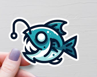 Angler Fish Sticker, Vinyl Stickers, AnglerFish Water Bottle Stickers, Laptop Stickers, Trendy Viral Internet, Deep Sea Creatures - S1058