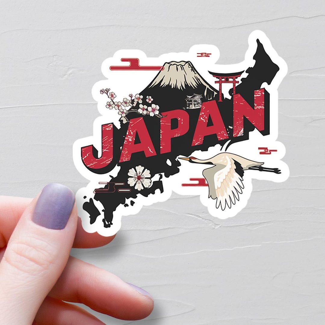 Japan Sticker, Vinyl Stickers, Japan Travel Stickers, Japan Map Sticker ...